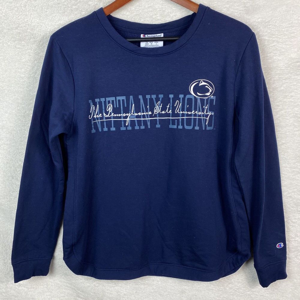 Penn State Nittany Lions Sweatshirt Womens Medium‎ Blue Champion Logo Pullover